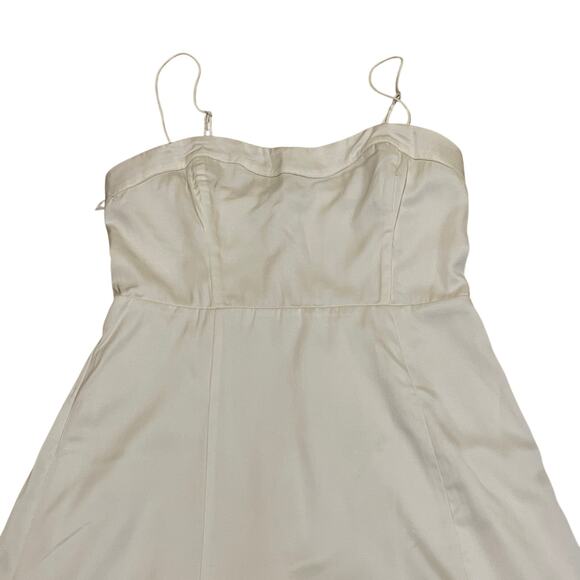 Abercrombie & Fitch XS Petite Camille Dress | Ivory Satin, Smocked Back, Bridal - Picture 6 of 14
